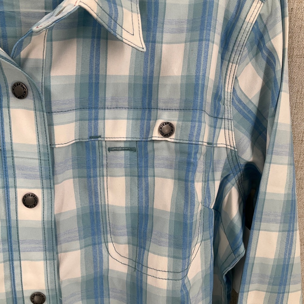Dickies Cooling Utility Shirt Men L Blue White Polyester Temp-IQ UPF 40+ Outdoor - Picture 6 of 12